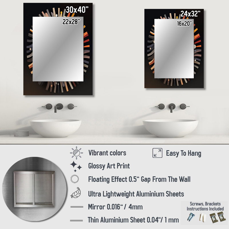 Eye Of Consciousness Retro Futuristic - Eye Large Wall Mirror, Modern Decorative Mirror, Printed Metal Art, 40" x 30"