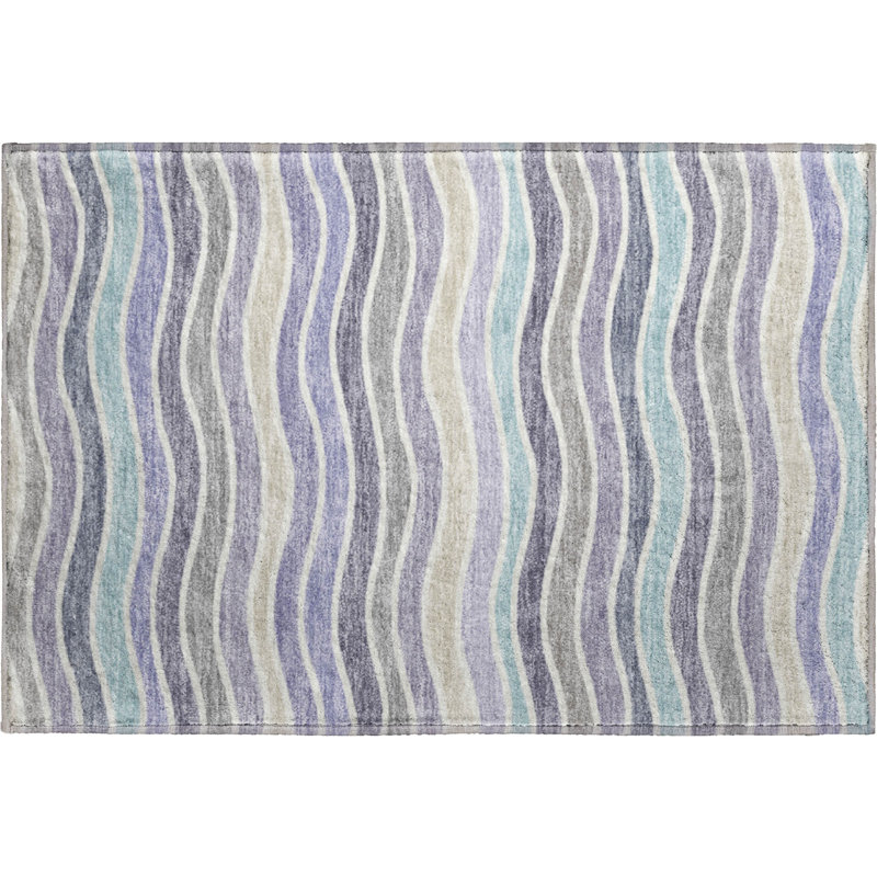 Premium Machine Washable Mayfield AMF2333 Stripes Rug, 2'6" x 3'10", Lavender