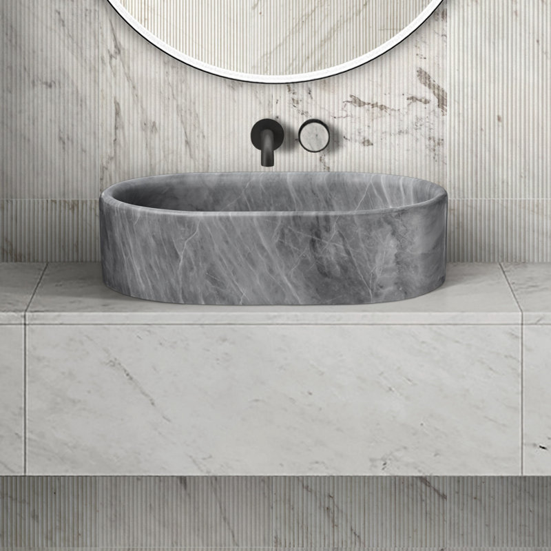 Elegant Single Vessel Sink For Bathroom, Gray
