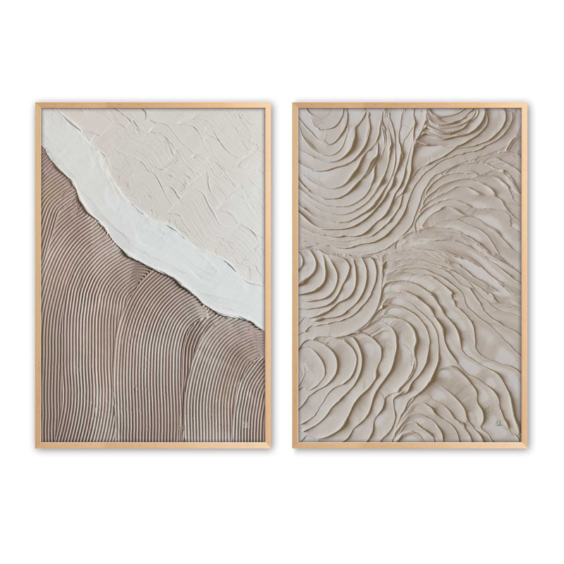 Wave Formations Duo II, ensemble de 2 impressions dans un cadre, Érable brut encadré, H 37,5 po x l 49,5 po x P 1,25 po