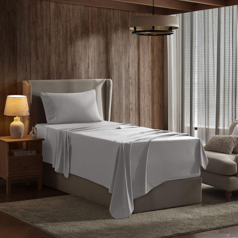 Ensemble de draps doux et respirant Hotel Collection, Gris argenté, Très grand simple