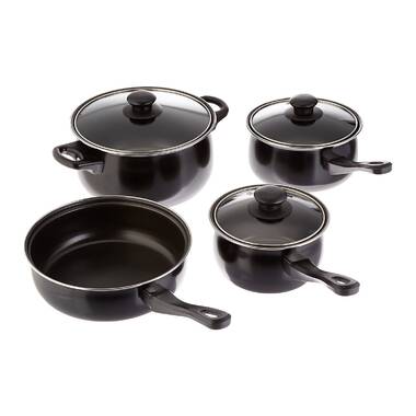 Rametto 8-Piece Stainless Steel Kitchen Cookware Set with Glass Lids