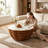 Modern Flower-Shaped Coffee Table with Natural Stone Pattern Top Fully Assembled