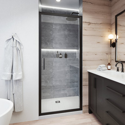  Porte de douche à cadre pivotante Axio en verre trempé transparent