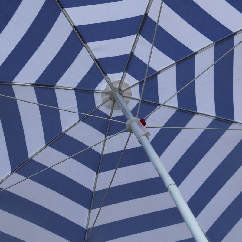 Richard 1.6m Green White Beach Parasol, 130cm H x 180cm W x 180cm D, Blue/White