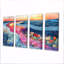 Bord de mer dans des tons roses et bleus - ensemble d'impression d'art mural côtier-2131203248