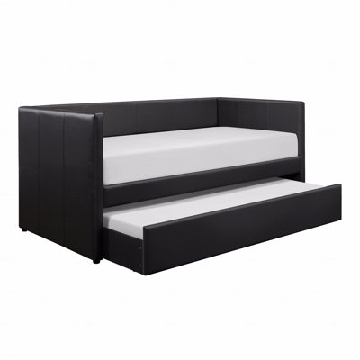 Upholstered Daybed, Faux Leather Contemporary Trundle Daybed Wooden Furniture 1Pc