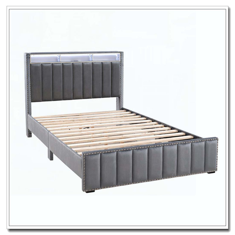 Rangement de lit, Double, Gris foncé