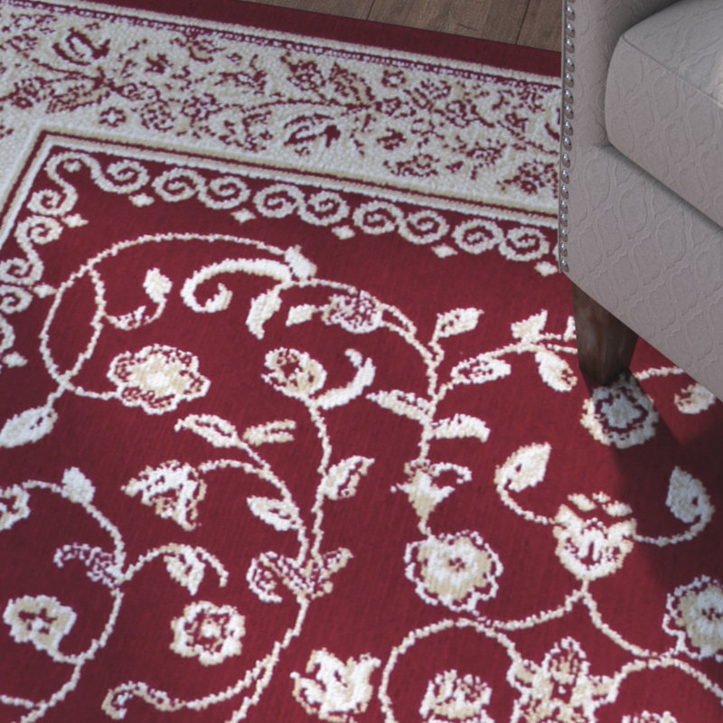 Tapis décoratif rouge Pinedale oriental, Rectangle 3 pi 3 po x 4 pi 6 po