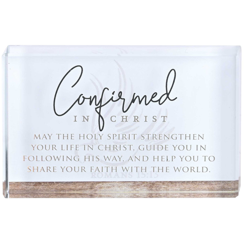 Plaque de table en verre «Confirmez en Christ»