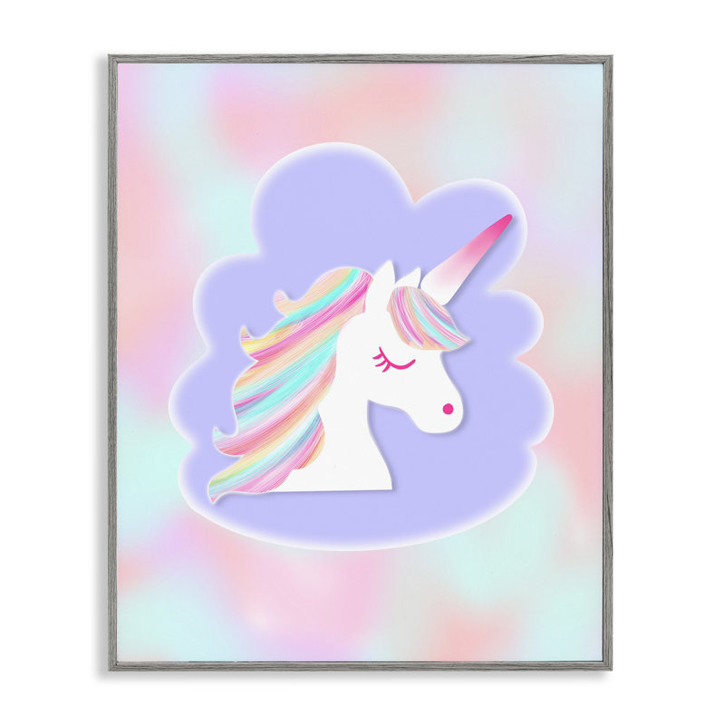 Unicorn Face, nuage pastel encadré, estampe numérique, design par Pooja Dave, H 14 po x l 11 po, Estampe numérique Farmhouse