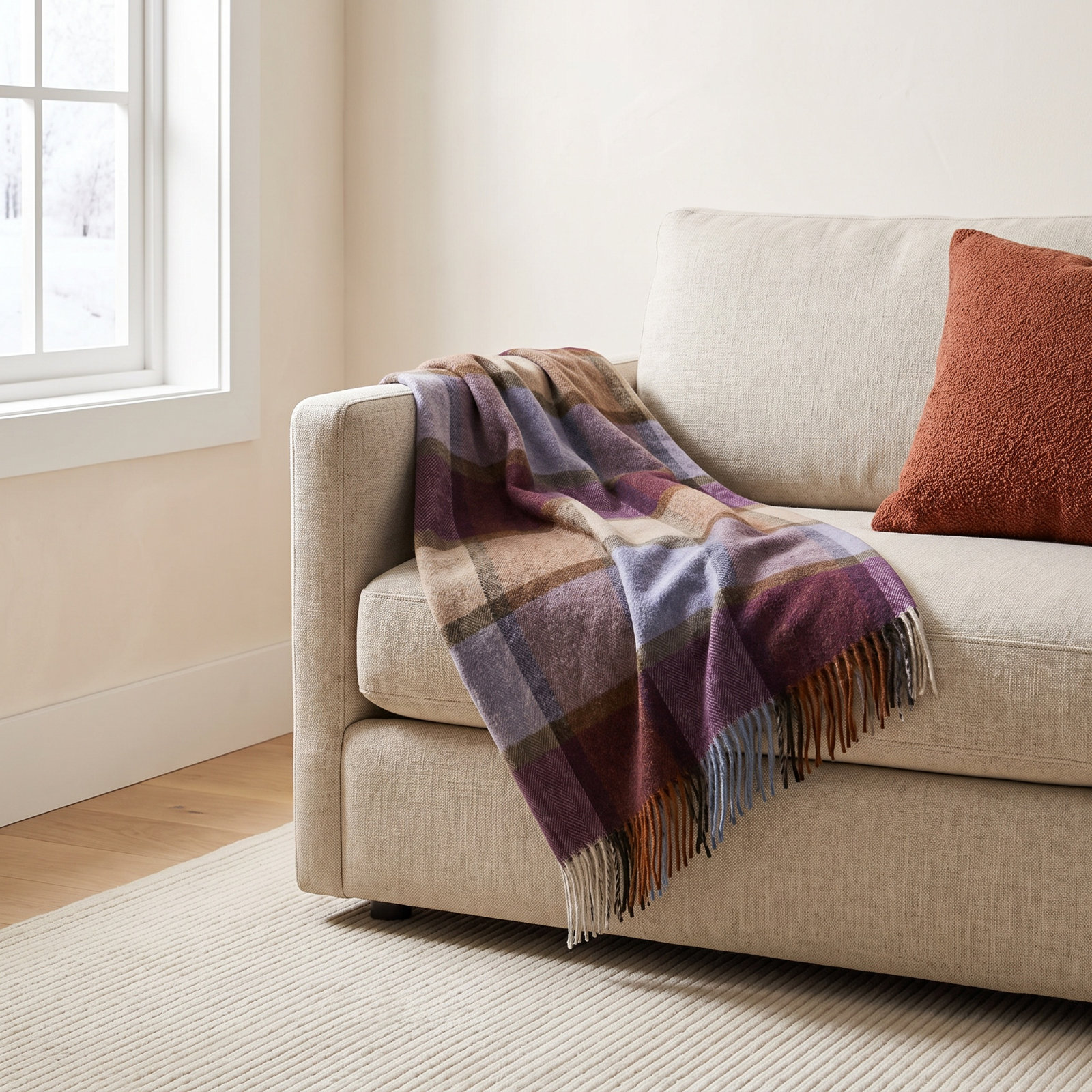 Kenyon Handwoven Wool Throw Blanket, Damson
