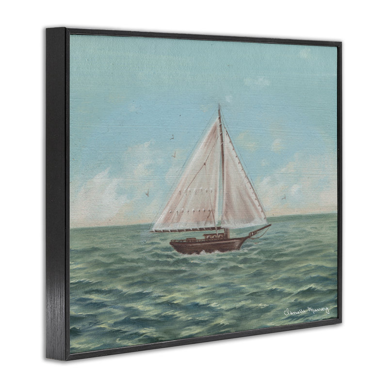 Voilier vert classique, estampe numérique, conception de Danielle Murray, H 11 po x l 14 po, Giclée encadrée noir minuit