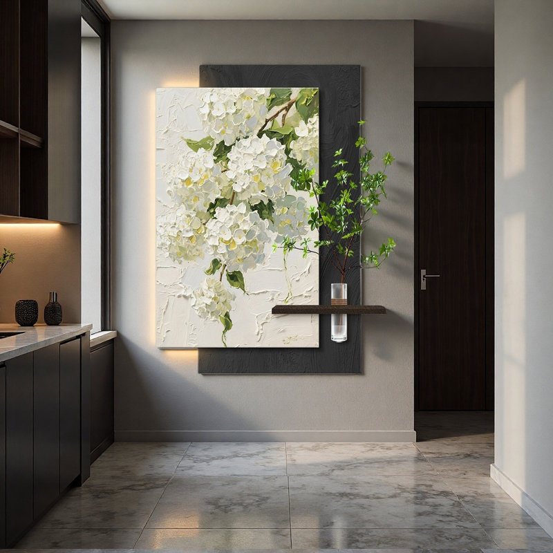 Plantes hydroponiques modernes à fleurs minimalistes avec peintures murales à DEL,  H 39,37 po x l 25,98 po x P 1,89 po