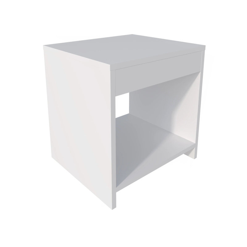 Table de chevet avec rangement ouvert, Blanc