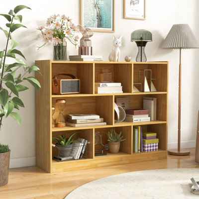 Wood Storage Cube Bookcase 3 Tier 8 Cube Open Shelf Storage Cabinet