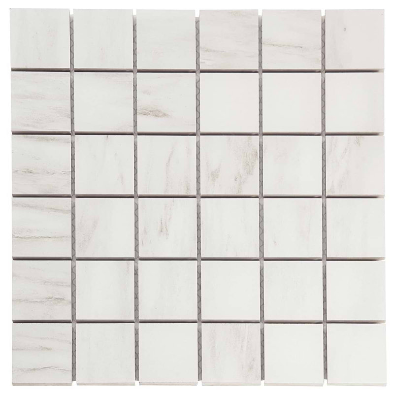 Dreamstone 2X2 Matte Porcelain Mosaic, Dolomite Snow Matte