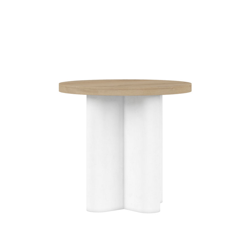 Garrison Round Wood and Stone End Table