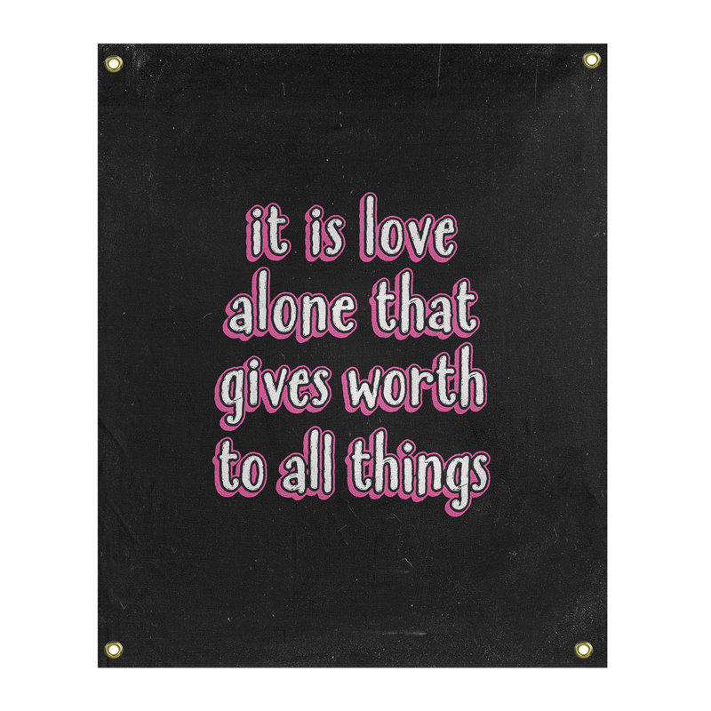 Tapisserie tableau noir de polyester love quot, H 36 po x l 26 po, Rose