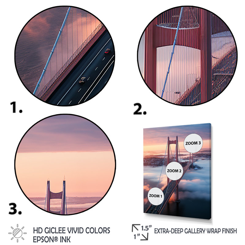 «Blue and Pink Bridge Sunset Views 2», Cadre flottant brun, H 20 po x l 12 po x P 1 po