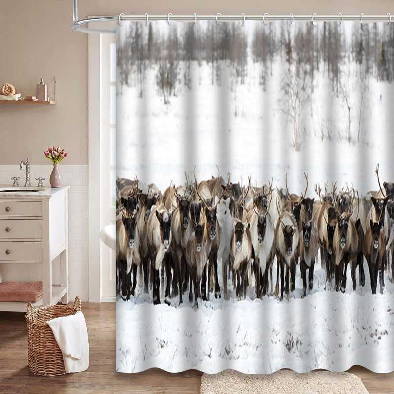 Rideau de douche Reindeers Winter Snow, L 72 po x l 72 po