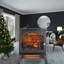 Foyer électrique - 18 pouces, 1500 W de chaleur, 5000 / H, télécommande, 4 réglages de flamme réglables, peu encombrant avec télécommande 1500 W, luminosité, autoportant, faible bruit 48 Db