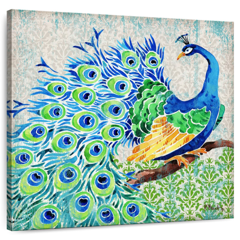 Motif de paon I, H 24 po x l 24 po