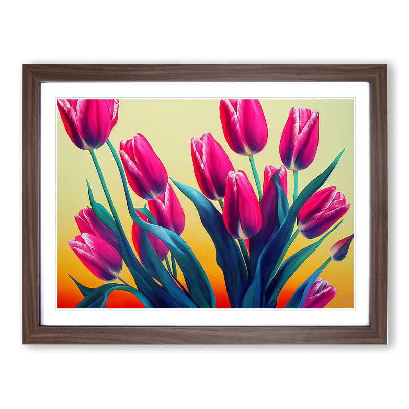 Evocative Tulip Flowers - Framed Print, 34cm H x 46cm W x 2cm D, Walnut
