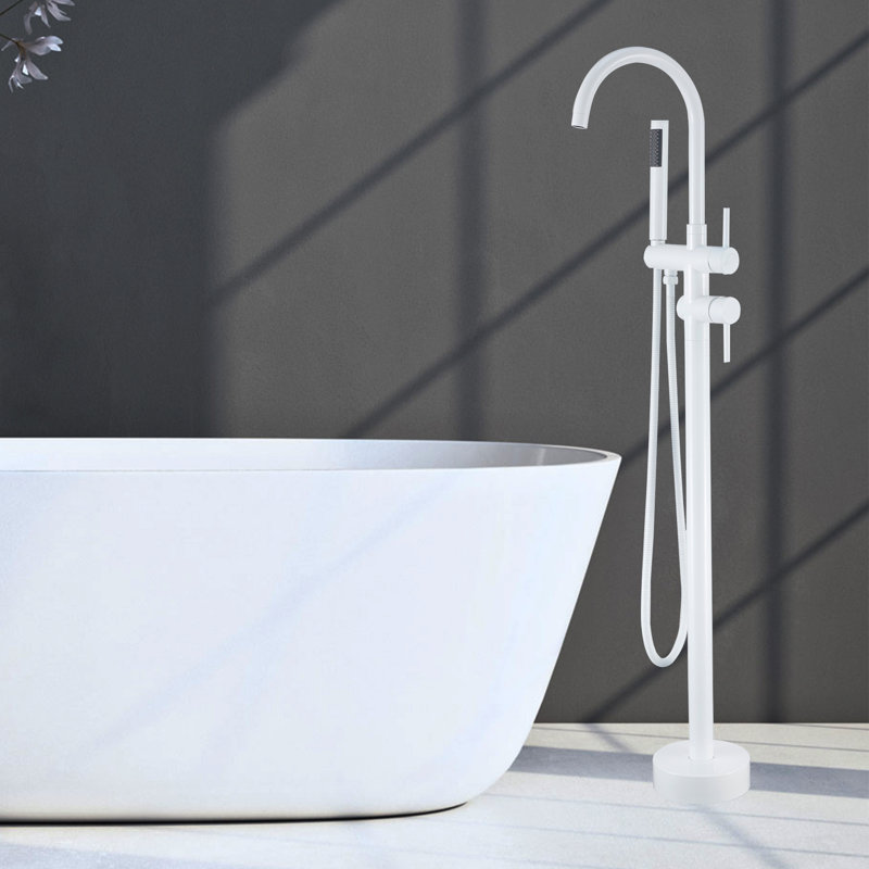 Robinet de baignoire sur pattes à deux poignées, Blanc