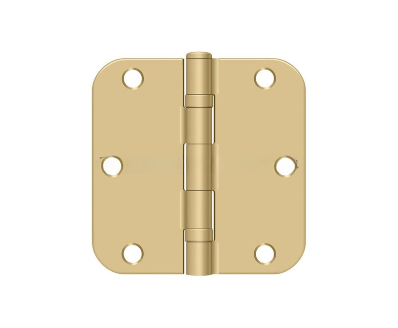 Charnière à rayon 3-1 / 2 po x 3-1 / 2 po x 5/8 po Deltana S35R5BB4, roulement à billes en laiton brossé, Laiton brossé
