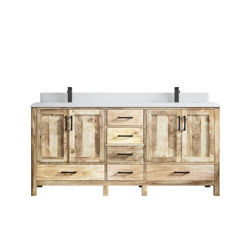 Ensemble de meuble-lavabo double 72 po Malibu, Blanc, Blanc délavé