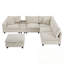 Canapé modulaire surdimensionné de 140 po avec repose-pieds et console de rangement mobiles, pochettes de rangement amovibles, porte-gobelet, siège large, chargeur USB, canapé en chenille à 6 places en U pour le salon-737743539