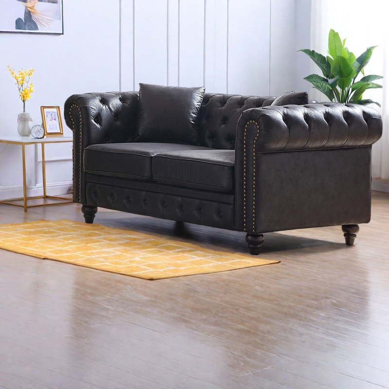 Canapés chesterfield en tissu de qualité supérieure, conception moderne avec pieds en bois