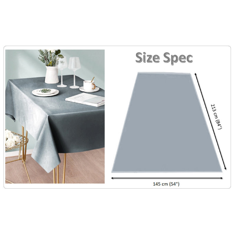 Marceille Rectangle Solid Colour Tablecloth, Grey-Silver