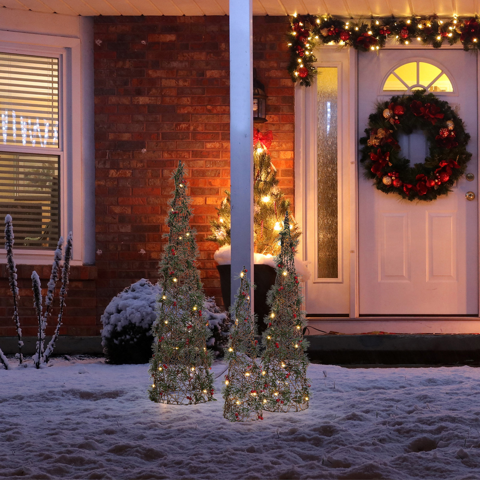 3-Piece Lighted Cone Tree Set