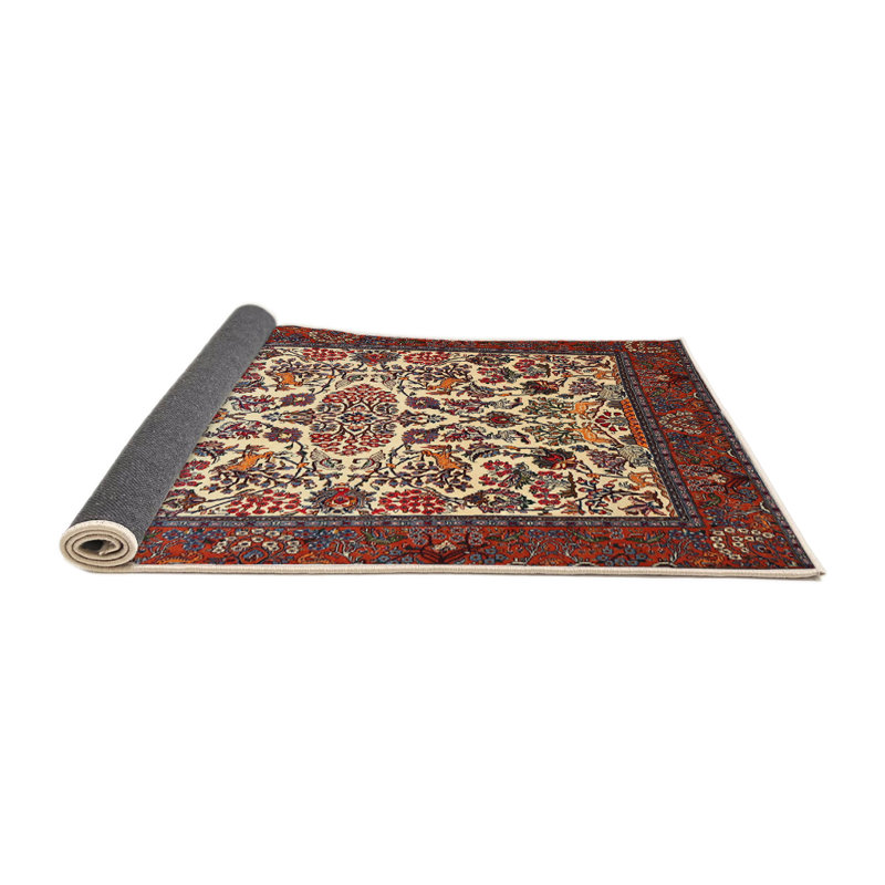 Tapis brun/noir/crème traditionnel, Rond 8 pi