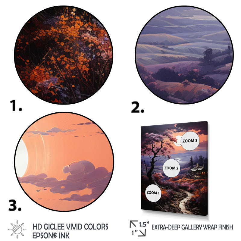Balal Countryside Crimson Dusk Landscape I - impression, H 32 po x l 16 po x P 1 po, Cadre flottant blanc