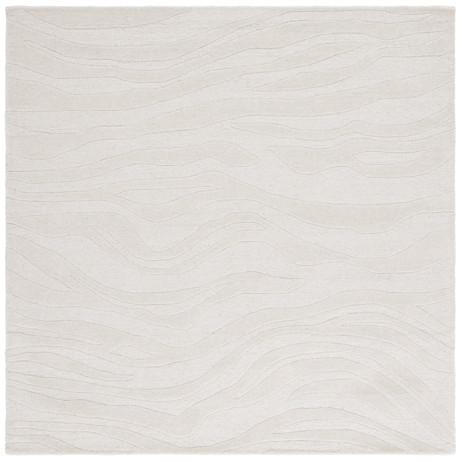 Burleson Abstract Hand Tufted Wool Area Rug in Ivory, Square 6'