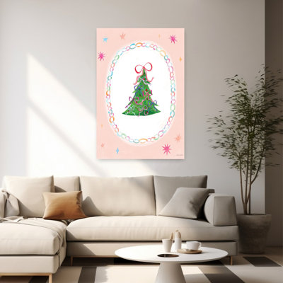 Arbre de Noël fantaisiste, art de Noël abstrait contemporain fantaisiste