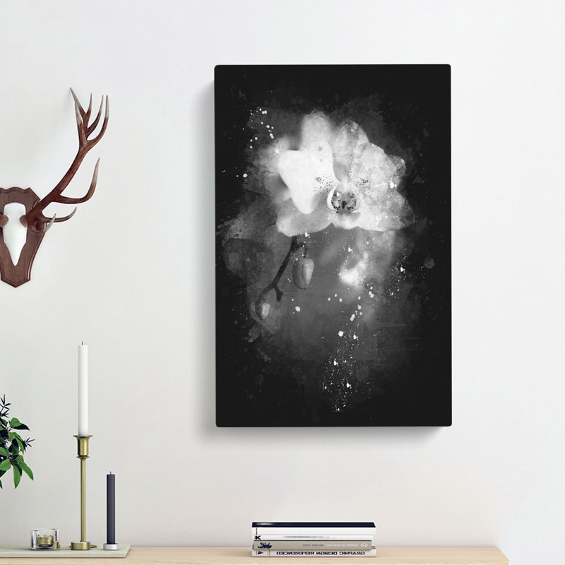 Pretty White Orchid - Wrapped Canvas Painting, 50cm H x 35cm W x 3cm D