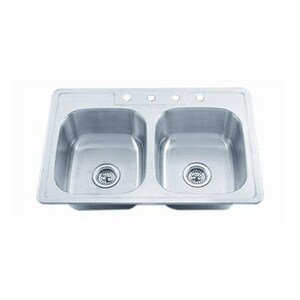 32.9375'' L Drop-In Double Bowl Stainless Steel Kitchen Sink, 4