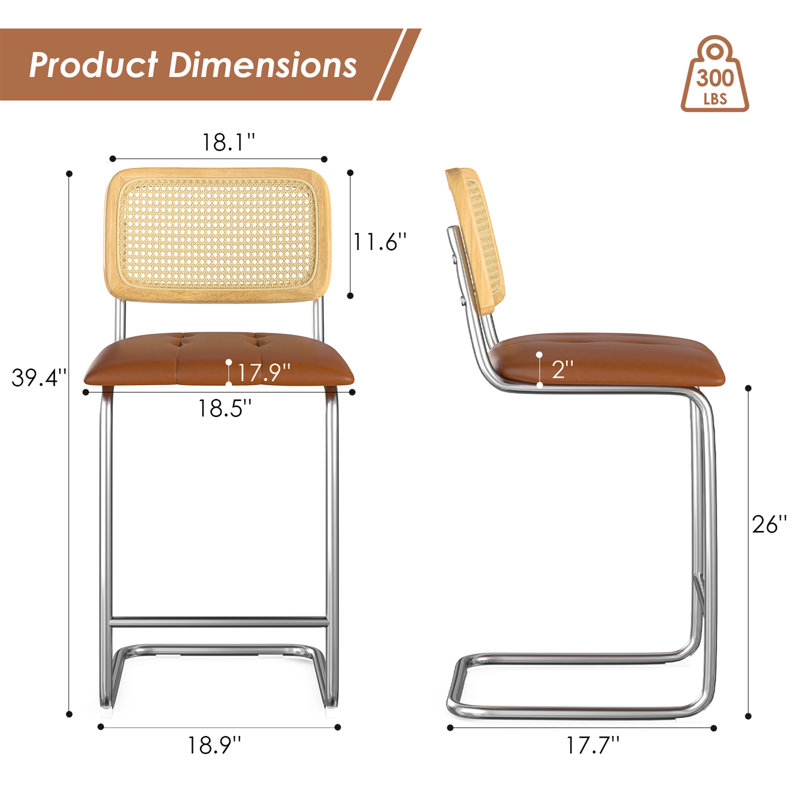 Tabouret de bar et de comptoir Baur, Argenté, Brun, Tabouret de comptoir (siège d'une hauteur de 26 p
