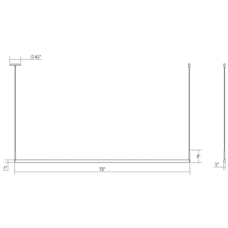 Luminaire suspendu à une face DEL Thin-Line, Blanc satiné, 2 700 K, H 5 po x l 72 po x P 0,75 po