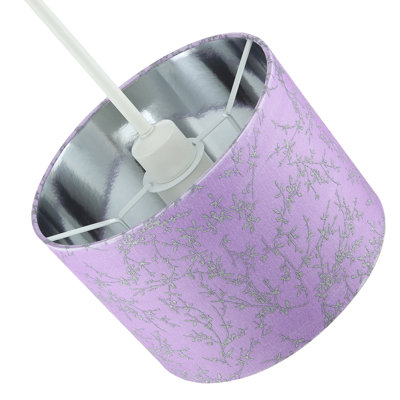18cm H Cotton Blend Drum Lamp Shade ( Screw On ) in Purple
