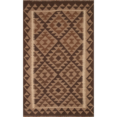 Brown Wool Kilim Oriental Area Rug 3x5
