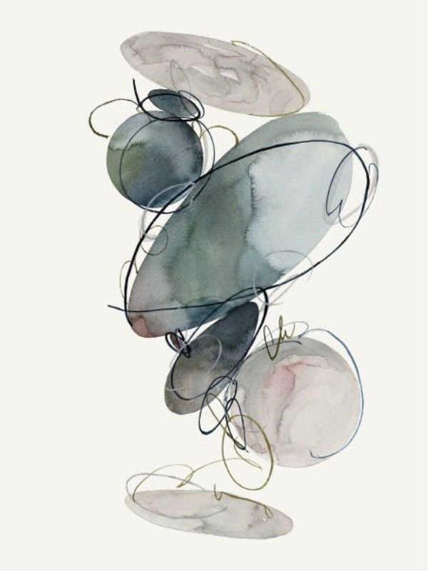 Oval Orbit I par Sara Brown - Peinture, Couche de verre, H 32 po x l 24 po