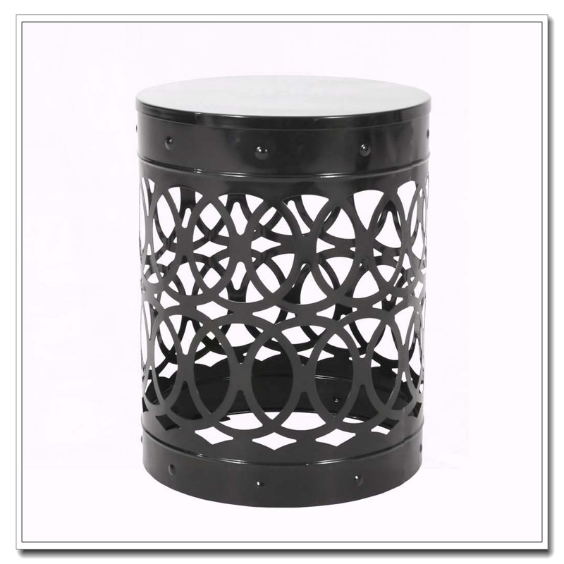 Table de bout d'extérieur en métal, Noir, 2