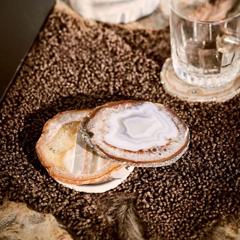 Entertainment Agate Coaster, Sand/Gold