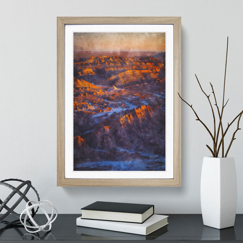 View of the Atacama Desert in Chile - Picture Frame Graphic Art, 65cm H x 48cm W x 2cm D, Oak