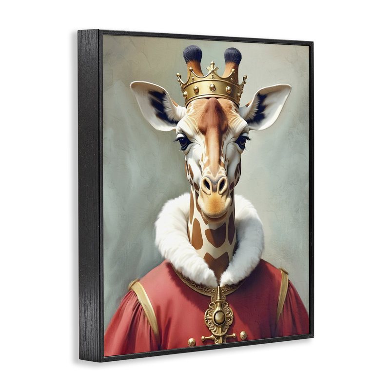 «Girafe King Regal», art de la giclée par Kim Allen, H 30 po x l 24 po, Giclée encadrée noir minuit